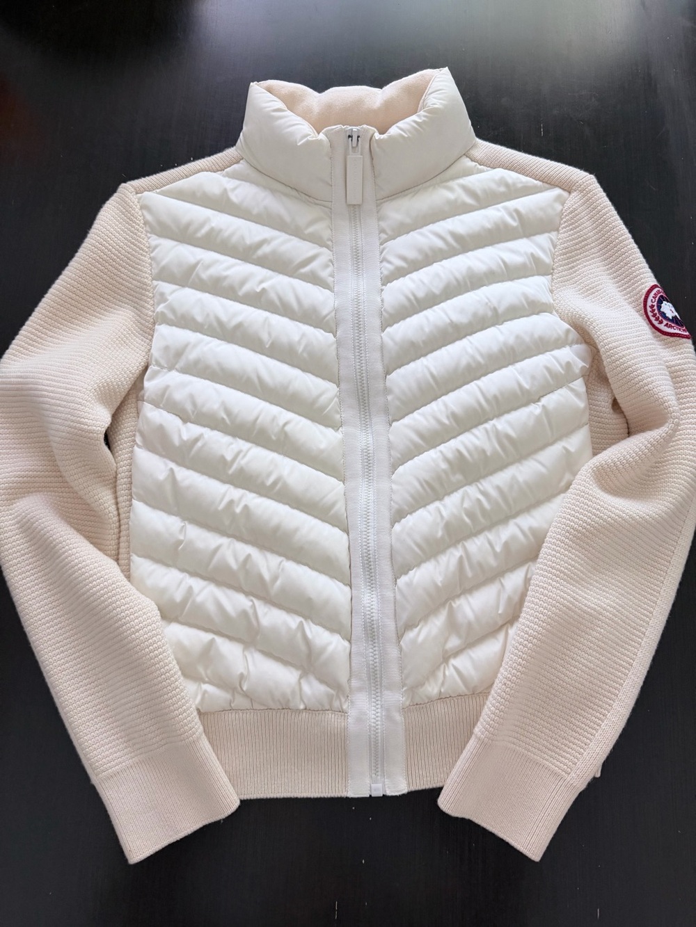 Canada Goose Cream Quilted Front Knit-Sleeve Jacket - Women - Picture 2 of 5